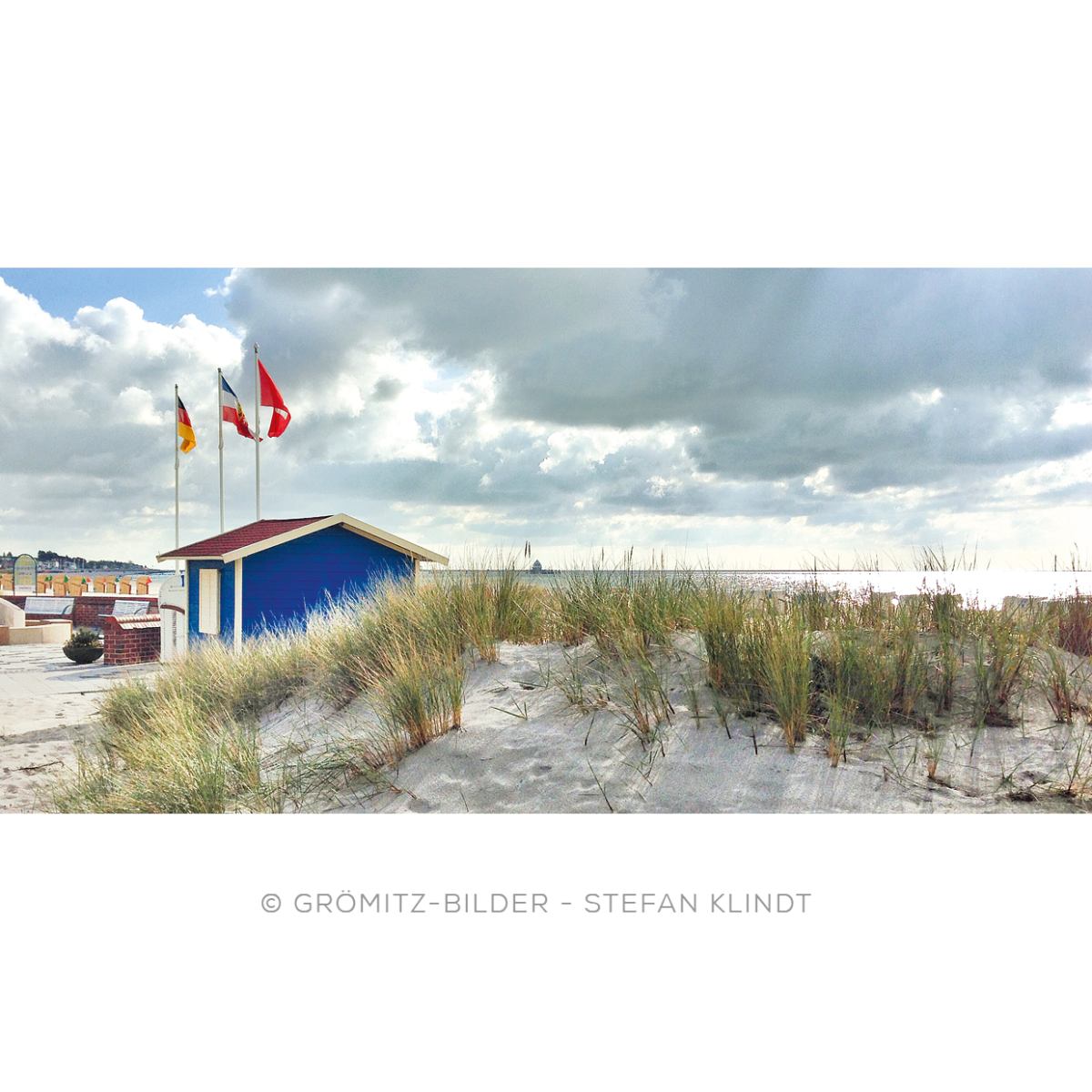 Strandhäuschen einer Strandkorbvermietung am Grömitzer Strand